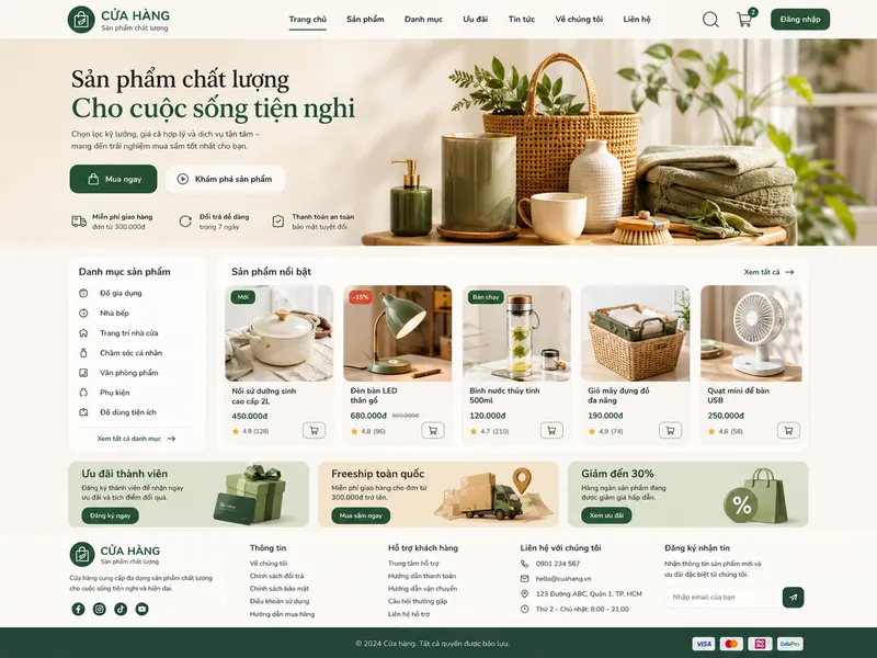 Mẫu website cửa hàng sản phẩm