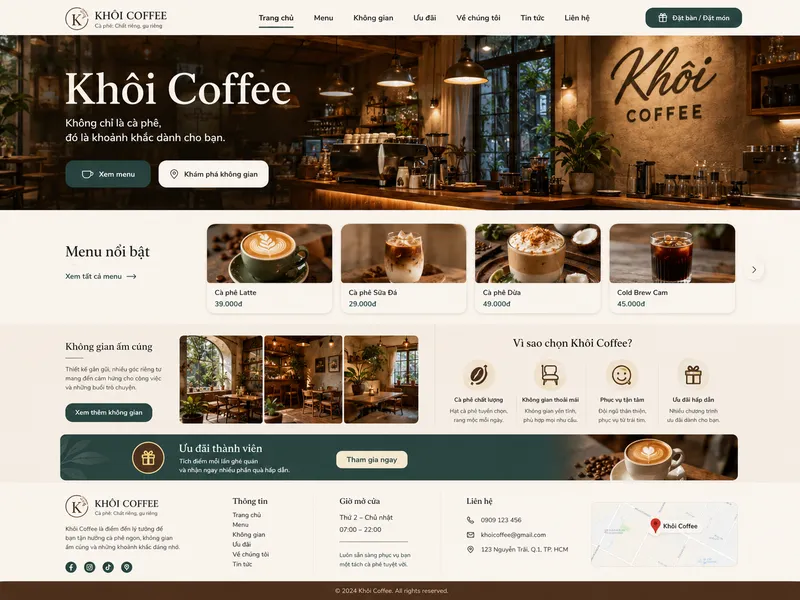 Mẫu website quán cà phê